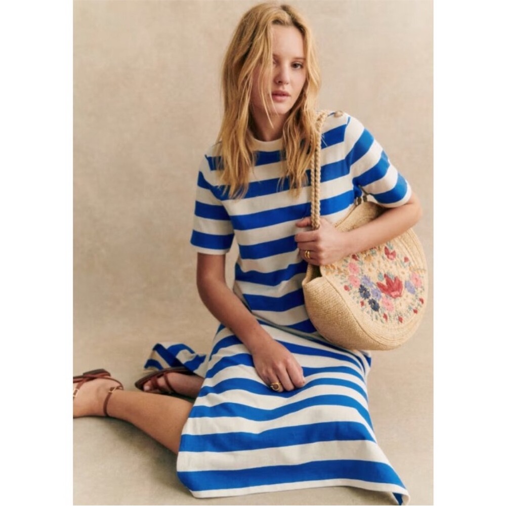 Sezane Emy Blue and White Striped Dress - Picture 4 of 4